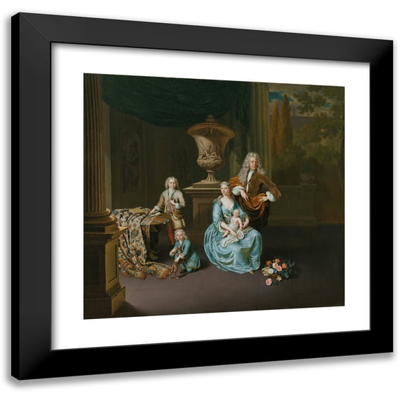 Willem Van Mieris 21x20 Black Modern Framed Museum Art Print Titled - Diederik Baron Van Leyden Van Vlaardingen (1695-1764). Burgomaster of Leiden, with His Wife Sophia Dina De Rovere and Th