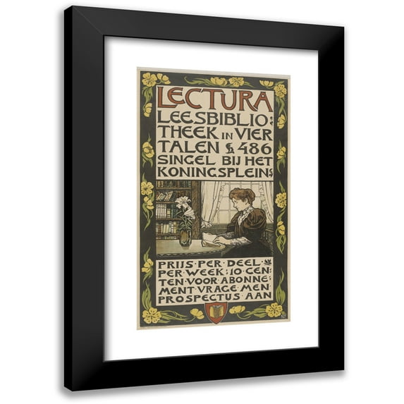 Willem Wenckebach 12x18 Black Modern Framed Museum Art Print Titled - Lectura Reading Library in Four Languages. 486 Singel at the Koningsplein (1900 - 1910)