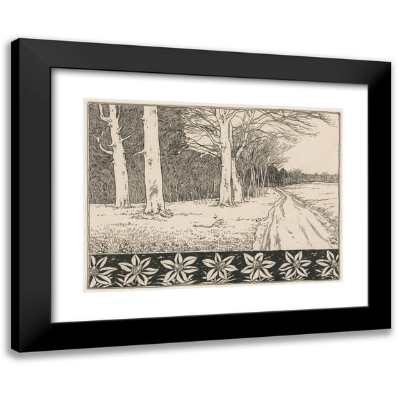 Willem Wenckebach 14x11 Black Modern Framed Museum Art Print Titled - Path Along the Edge of a Forest (In or Before 1893)