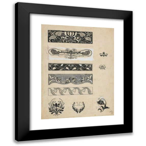 Willem Wenckebach 15x18 Black Modern Framed Museum Art Print Titled - Ornaments with Flowers (1870 - 1937)