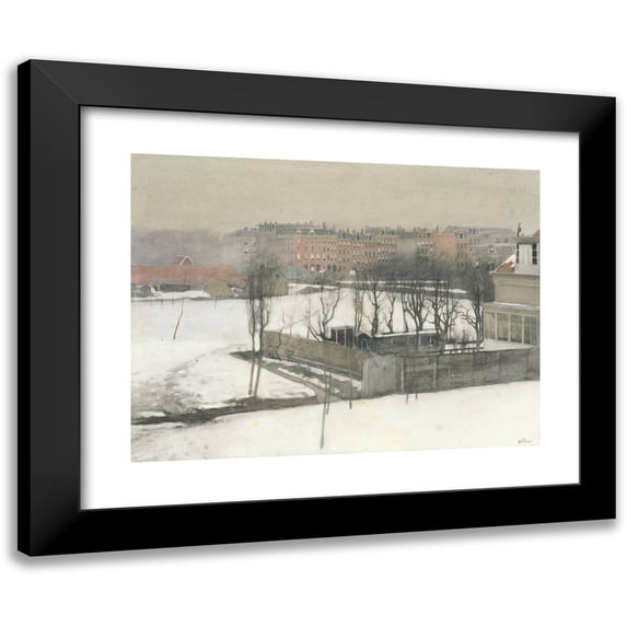 Willem Witsen 24x19 Black Modern Framed Museum Art Print Titled - View of the Oosterpark in the Snow (C. 1870 - C. 1923)