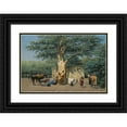 thumbnail image 1 of Willem de Famars Testas 14x11 Black Ornate Wood Framed Double Matted Museum Art Print Titled: The Well and Sycamore in Ezbekieh Square, Cairo, 1 of 5