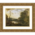 thumbnail image 1 of Willem de Heusch 18x15 Gold Ornate Wood Frame and Double Matted Museum Art Print Titled - Italian Landscape with a Pool (Late 17th Century), 1 of 4