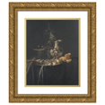thumbnail image 1 of Willem van Aelst 15x18 Gold Ornate Wood Frame and Double Matted Museum Art Print Titled - Still Life. Breakfast Piece with a Silver Jug (1657), 1 of 4