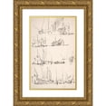 thumbnail image 1 of Willem van de Velde the Younger 11x14 Gold Ornate Wood Frame and Double Matted Museum Art Print Titled - Studies of Ships and Boats (Mid-17th-Early 18th Century), 1 of 4