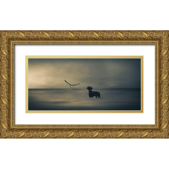 Willers, Heike 24x13 Gold Ornate Wood Framed with Double Matting Museum Art Print Titled - Dreamer....Just A Little Dreamer.....