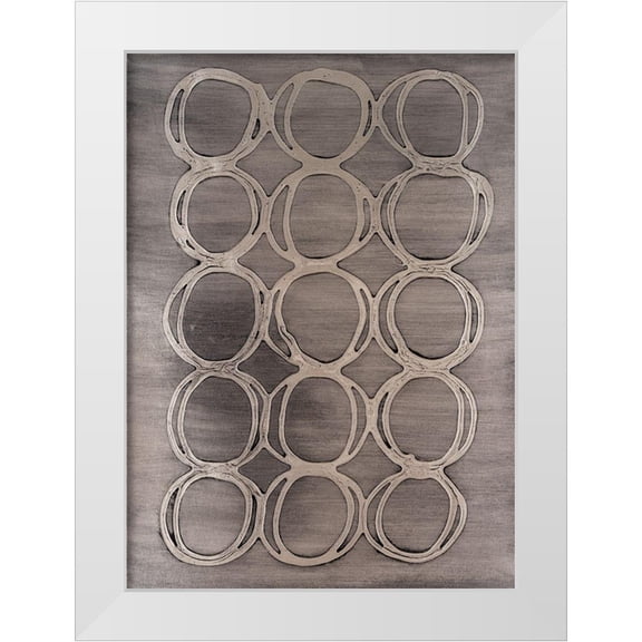 Willett, Michael 11x14 White Modern Wood Framed Museum Art Print Titled - Concentric Metallic in Aged Silver