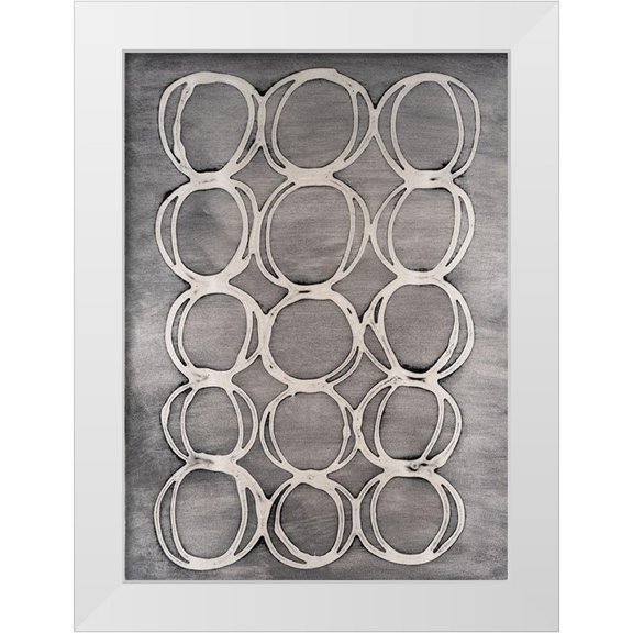 Willett, Michael 11x14 White Modern Wood Framed Museum Art Print Titled - Concentric Metallic in Pearl White