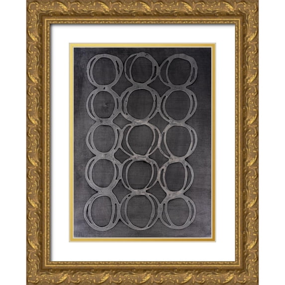 Willett, Michael 19x24 Gold Ornate Wood Framed with Double Matting Museum Art Print Titled - Concentric Metallic in Gunmetal