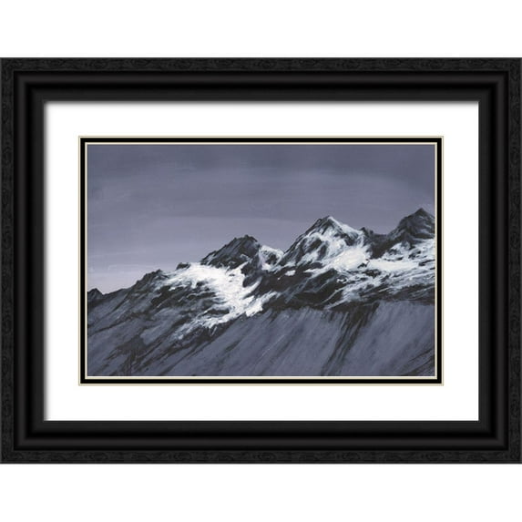 Willett, Michael 24x17 Black Ornate Wood Framed with Double Matting Museum Art Print Titled - Moonlit Mountain Range II