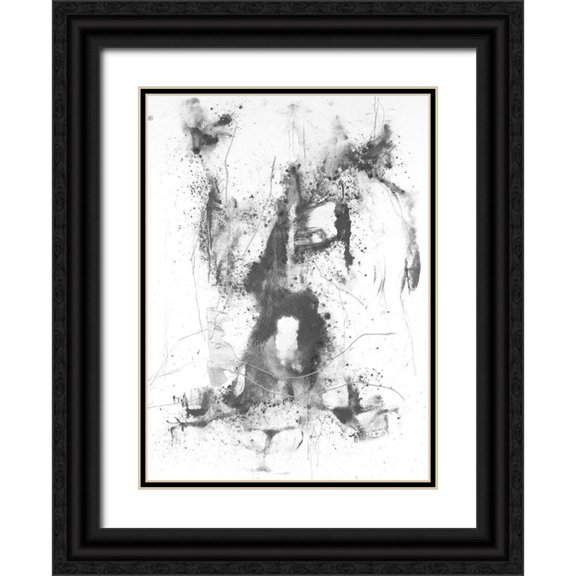 Willett, Michael 25x32 Black Ornate Wood Framed with Double Matting Museum Art Print Titled - Graphite Abstract II