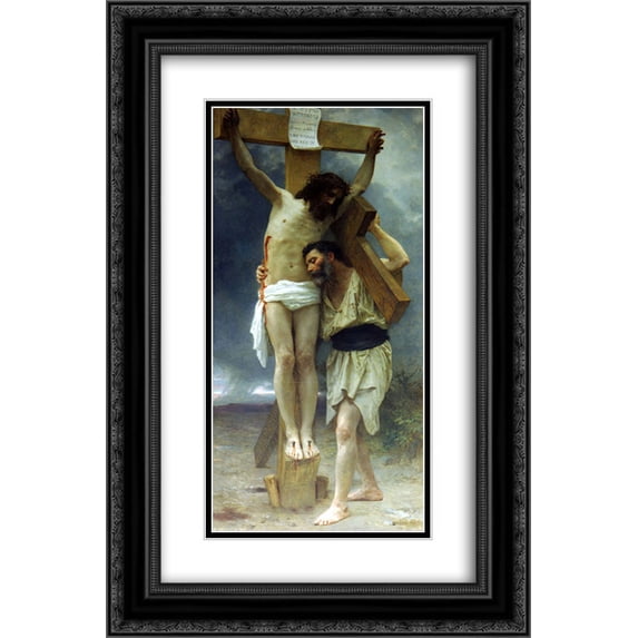 William Adolphe Bouguereau 2x Matted 16x24 Black Ornate Framed Art Print 'Compassion'