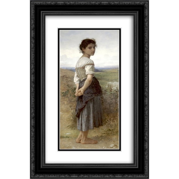 William Adolphe Bouguereau 2x Matted 16x24 Black Ornate Framed Art Print 'The Young Shepherdess'