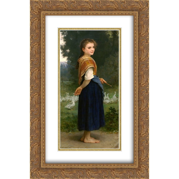 William Adolphe Bouguereau 2x Matted 16x24 Gold Ornate Framed Art Print 'The Goose Girl'