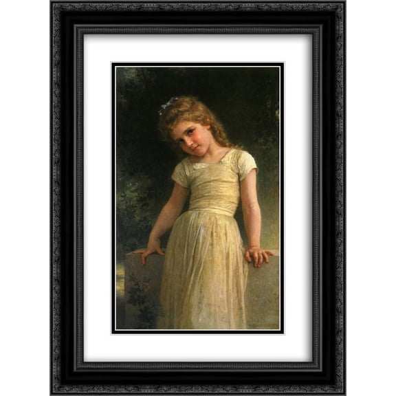 William Adolphe Bouguereau 2x Matted 18x24 Black Ornate Framed Art Print 'Elpieglerie'