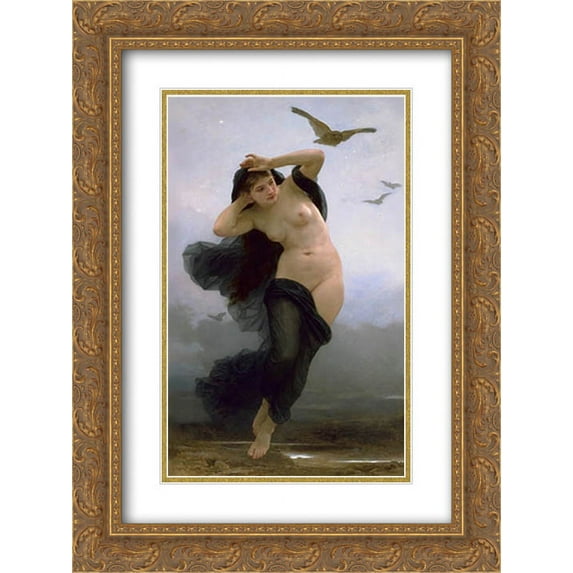 William Adolphe Bouguereau 2x Matted 18x24 Gold Ornate Framed Art Print 'Night'