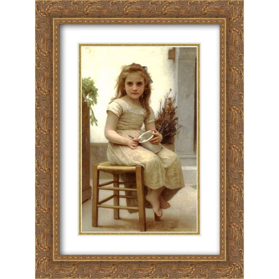 William Adolphe Bouguereau 2x Matted 18x24 Gold Ornate Framed Art Print 'The Snack'
