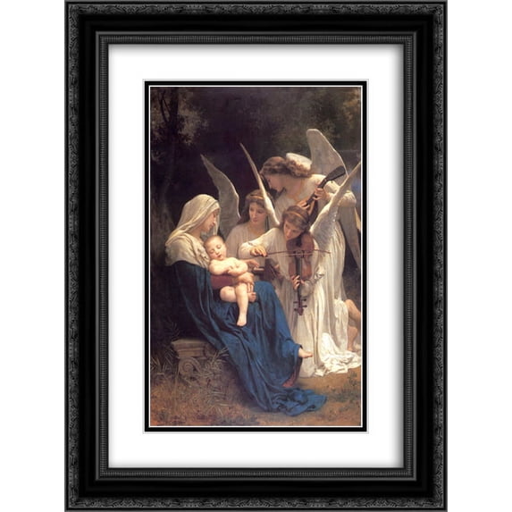 William Adolphe Bouguereau 2x Matted 20x24 Black Ornate Framed Art Print 'Song of the Angels'