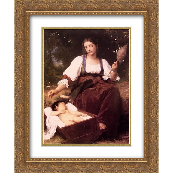 William Adolphe Bouguereau 2x Matted 20x24 Gold Ornate Framed Art Print 'Berceuse'