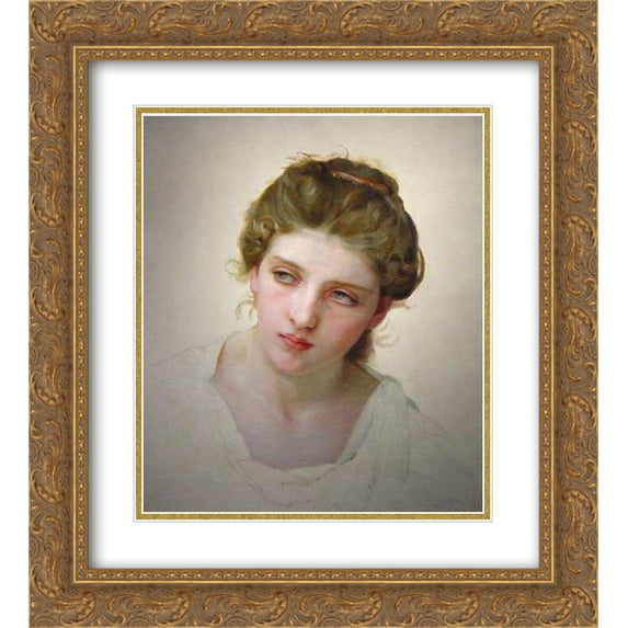 William Adolphe Bouguereau 2x Matted 20x24 Gold Ornate Framed Art Print 'Head Study of Female Face Blonde'