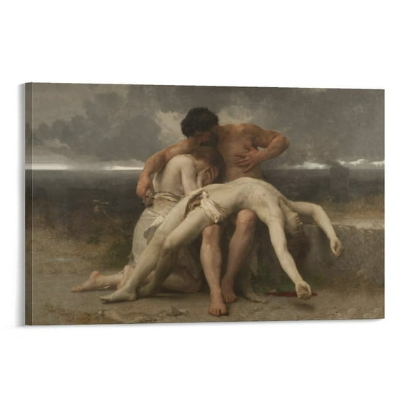 William Adolphe Bouguereau The First Mourning Art Poster Artworks Canvas Poster Room Aesthetic Wall Art Prints Home Modern Decor Gifts 20x30inch(50x75cm)