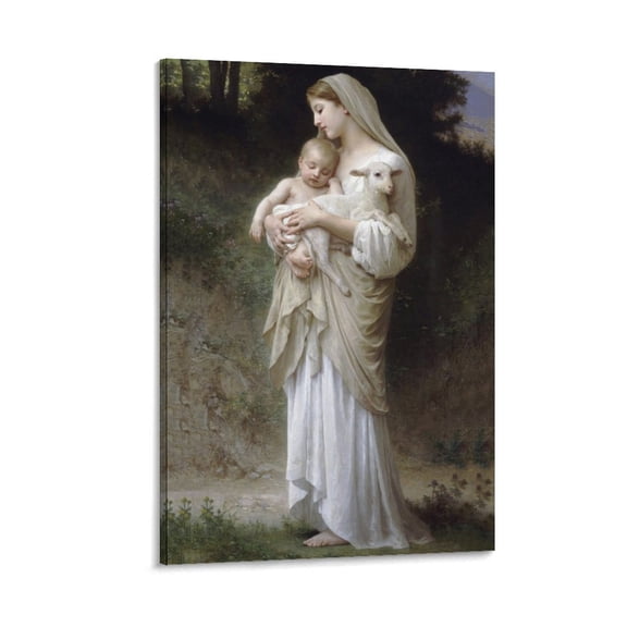 William Adolphe Bouguereau The Innocence Virgin Mary Baby Jesus Lamb Art Poster Canvas Wall Art Prints Poster Gifts Photo Picture Painting Posters Room Decor Home Decorative 20x30inch(50x75cm)
