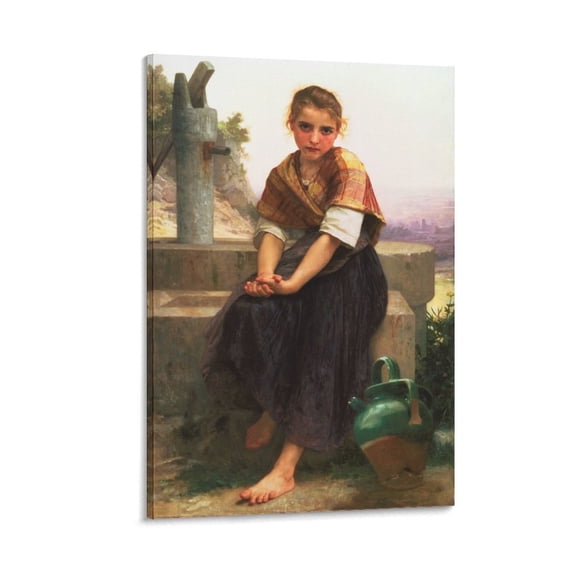 William_Adolphe Bouguereau (The Broken Pitcher) Painting Poster Wall Art Poster Gifts Bedroom Prints Home Decor Hanging Picture Canvas Painting Posters 08x12inch(20x30cm)