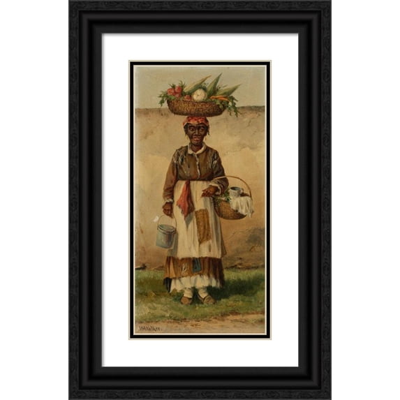 William Aiken Walker 11x18 Black Ornate Wood Framed Double Matted Museum Art Print Titled - Standing Woman