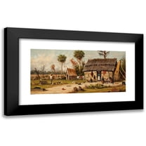 William Aiken Walker 14x9 Black Modern Framed Museum Art Print Titled - Cabin Scene