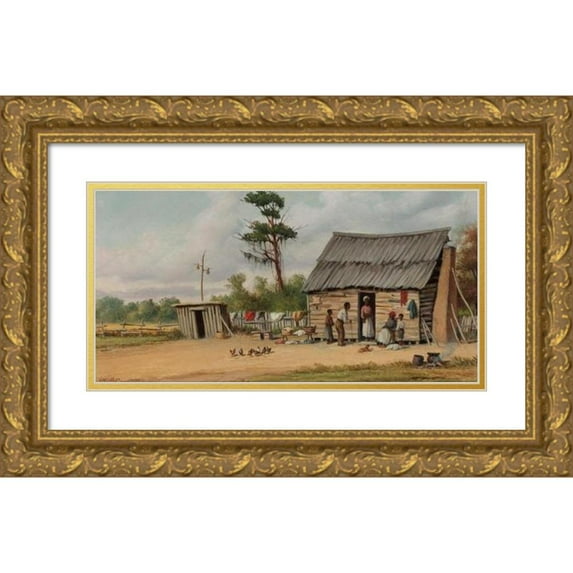 William Aiken Walker 18x11 Gold Ornate Wood Frame and Double Matted Museum Art Print Titled - The Old Cabin