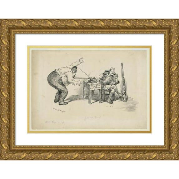 William Allen Rogers 14x11 Gold Ornate Wood Frame and Double Matted Museum Art Print Titled - Louder, Bill! (1908)
