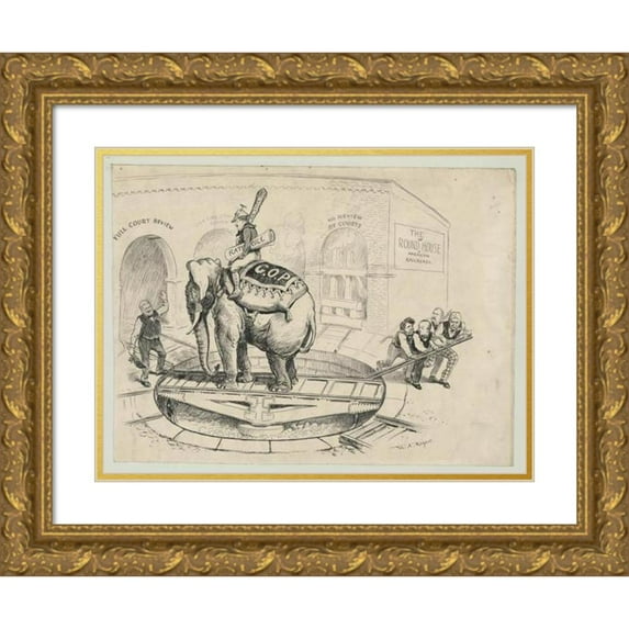 William Allen Rogers 24x19 Gold Ornate Framed and Double Matted Museum Art Print Titled - A Little Practical Railroading (1906)