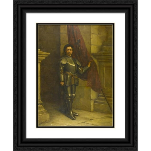 William Anstey Dolland 14x18 Black Ornate Wood Framed Double Matted Museum Art Print Titled - Portrait of a Gentleman in Armor