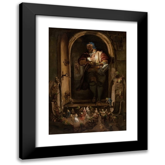 William Bell Scott 14x18 Black Modern Framed Museum Art Print Titled - The Butler's Surprise on All Hallows Eve