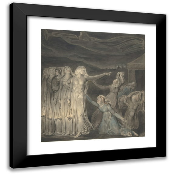 William Blake 12x13 Black Modern Framed Museum Art Print Titled - The Parable of the Wise and Foolish Virgins (ca. 1799-1800)