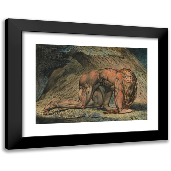William Blake 14x11 Black Modern Framed Museum Art Print Titled - Nebuchadnezzar (1795)