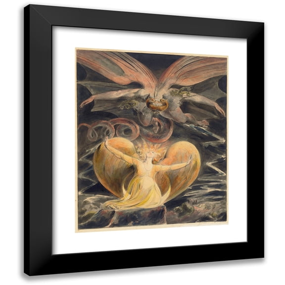 William Blake 15x18 Black Modern Framed Museum Art Print Titled - The Great Red Dragon and the Woman Clothed with the Sun (C. 1805)