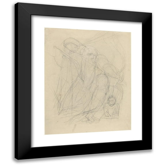 William Blake 15x18 Black Modern Framed Museum Art Print Titled - Time's Triple Bow (Recto) (C. 1804-1807)