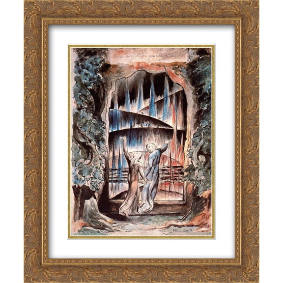 William Blake 2x Matted 20x24 Gold Ornate Framed Art Print 'Dante and Virgil at the Gates of Hell'
