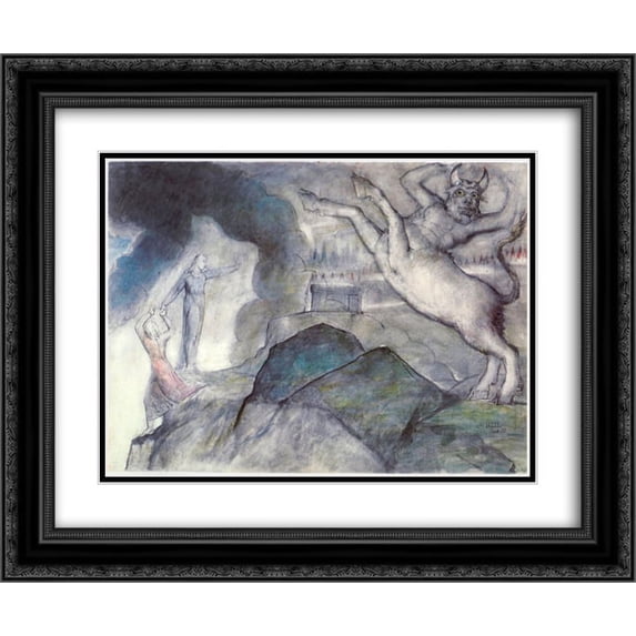 William Blake 2x Matted 24x20 Black Ornate Framed Art Print 'Minotaur'