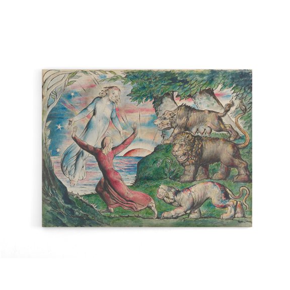 William Blake Dante Running From The Beasts Canvas Wall Art Print 24X32"
