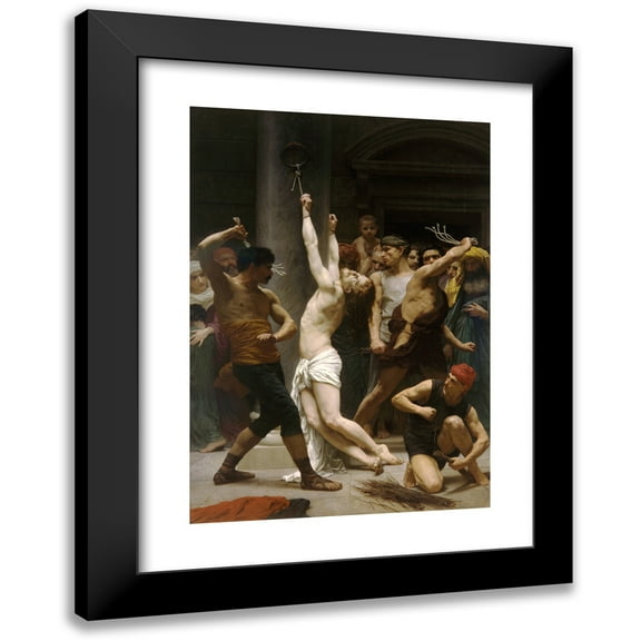 William Bouguereau 11x14 Black Modern Framed Museum Art Print Titled - The Flagellation of Our Lord Jesus Christ (1880)