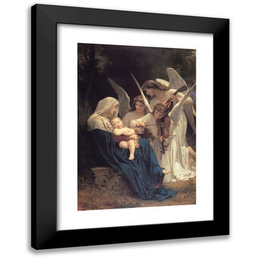 William Bouguereau 11x14 Black Modern Framed Museum Art Print Titled - The Song of the Angels (1881)