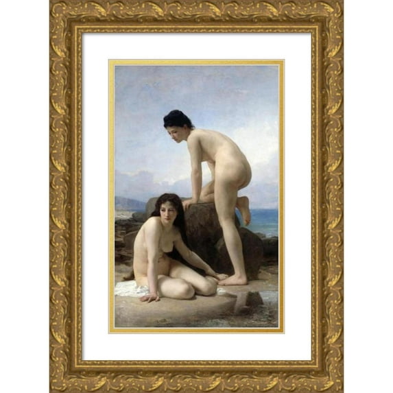 William Bouguereau 11x14 Gold Ornate Wood Frame and Double Matted Museum Art Print Titled - The Bathers (1884)