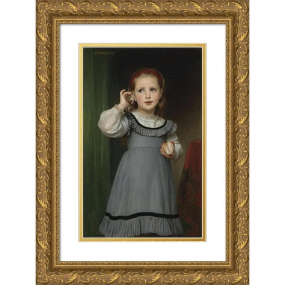William Bouguereau 11x14 Gold Ornate Wood Frame and Double Matted Museum Art Print Titled - The Noise of the Sea (1871)