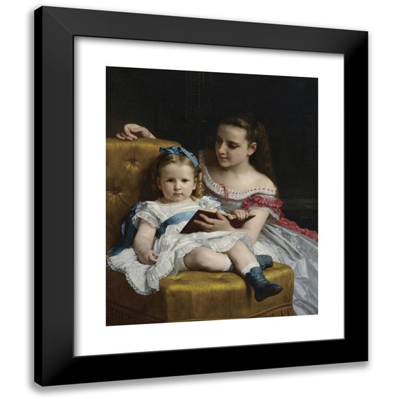 William Bouguereau 12x14 Black Modern Framed Museum Art Print Titled - A Portrait of Eva and Frances Johnston (1869)