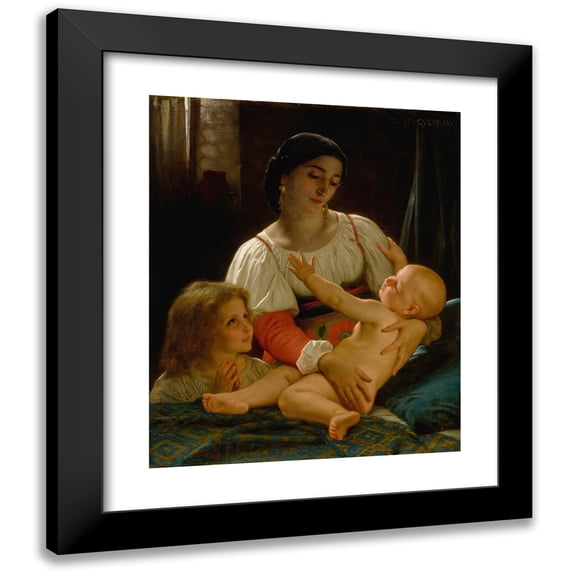William Bouguereau 12x14 Black Modern Framed Museum Art Print Titled - The Alarm