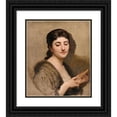 thumbnail image 1 of William Bouguereau 12x14 Black Ornate Wood Framed Double Matted Museum Art Print Titled: A Young Woman with a Fan, 1 of 5