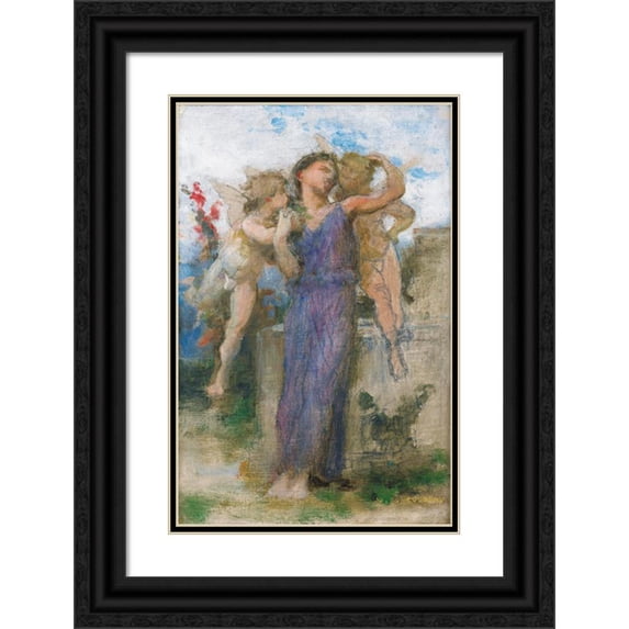 William Bouguereau 13x18 Black Ornate Wood Framed Double Matted Museum Art Print Titled - Tender Remarks