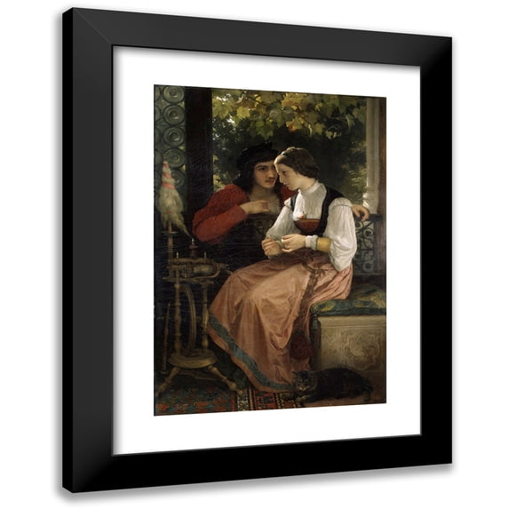 William Bouguereau 14x18 Black Modern Framed Museum Art Print Titled - The Proposal (1872)